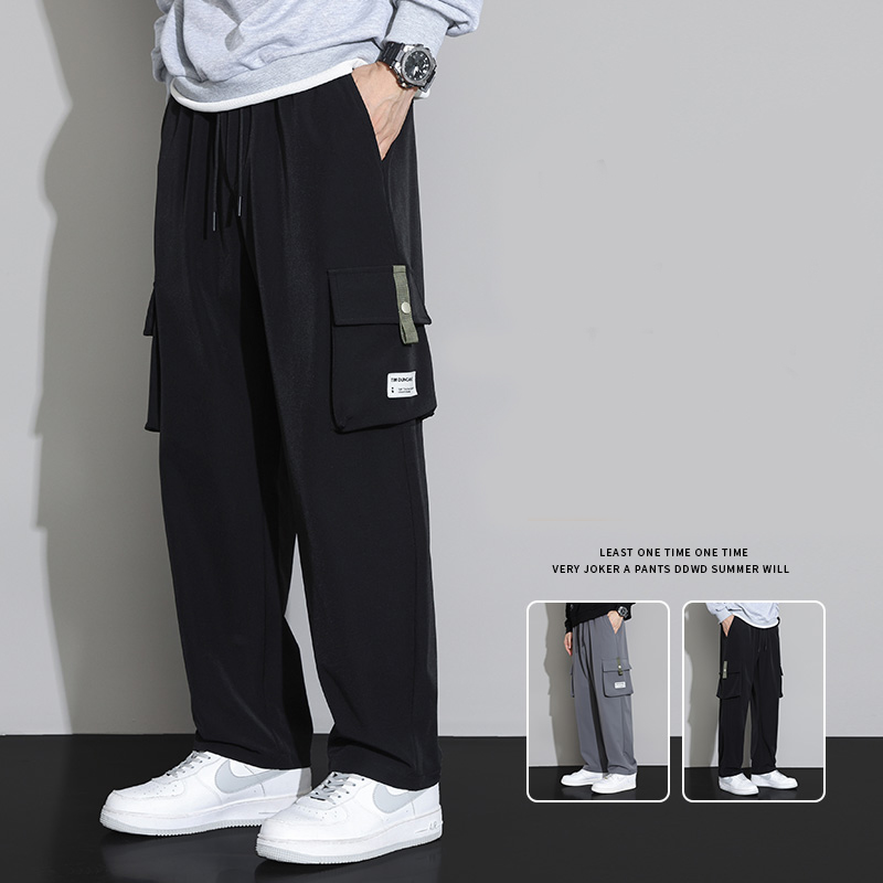 Men'S Fashion Khaki Pants - กางเกงคาร์โก้ผู้ชายผ้าฝ้ายใหม่ สีกากี กางเกงจ็อกเกอร์ลำลองสไตล์ทหาร หลายกระเป๋า แฟชั่นสีดำ สีเทาอ่อน