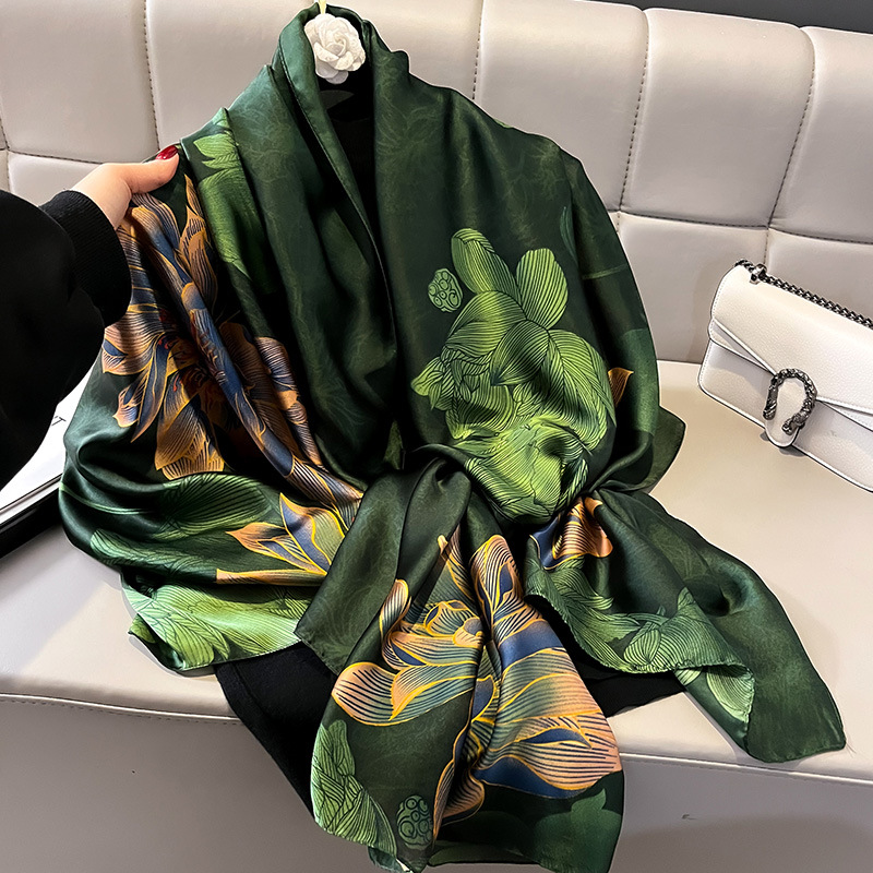 Mens Fashion Poncho - ผ้าพันคอไหมพิมพ์ลายแฟชั่นสำหรับฤดูใบไม้ผลิและฤดูร้อน ผ้าคลุมไหล่บางเบา ป้องกันแสงแดด เหมาะสำหรับทั้งผู้ชายและผู้หญิง