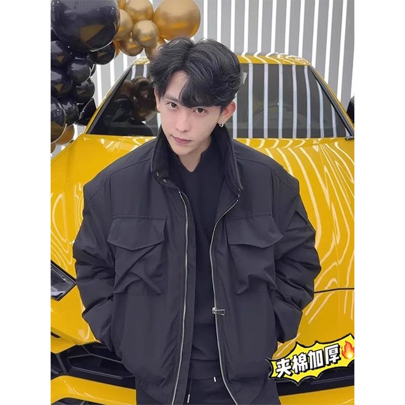 Harrington Jacket - เสื้อแจ็คเก็ตทำงาน, เสื้อแจ็คเก็ตผ้าฝ้าย, เสื้อแจ็คเก็ตฤดูหนาวผู้ชายทรงอเมริกันระดับไฮเอนด์, เสื้อแจ็คเก็ตฮาร์ริงตันแบบหนาบุผ้าควิลท์