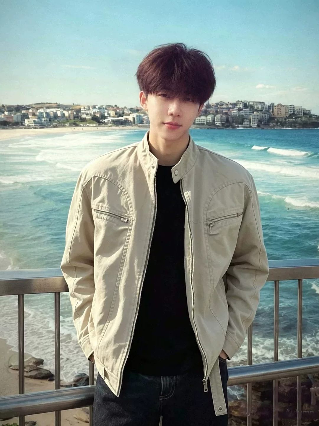Harrington Jacket - เสื้อแจ็คเก็ตฮาร์ริงตันสีกากีสำหรับผู้ชาย สไตล์อเมริกันสำหรับฤดูใบไม้ร่วง แบบซิปสั้น ทรงหลวม สไตล์ลำลอง ยอดนิยมในหมู่วัยรุ่น