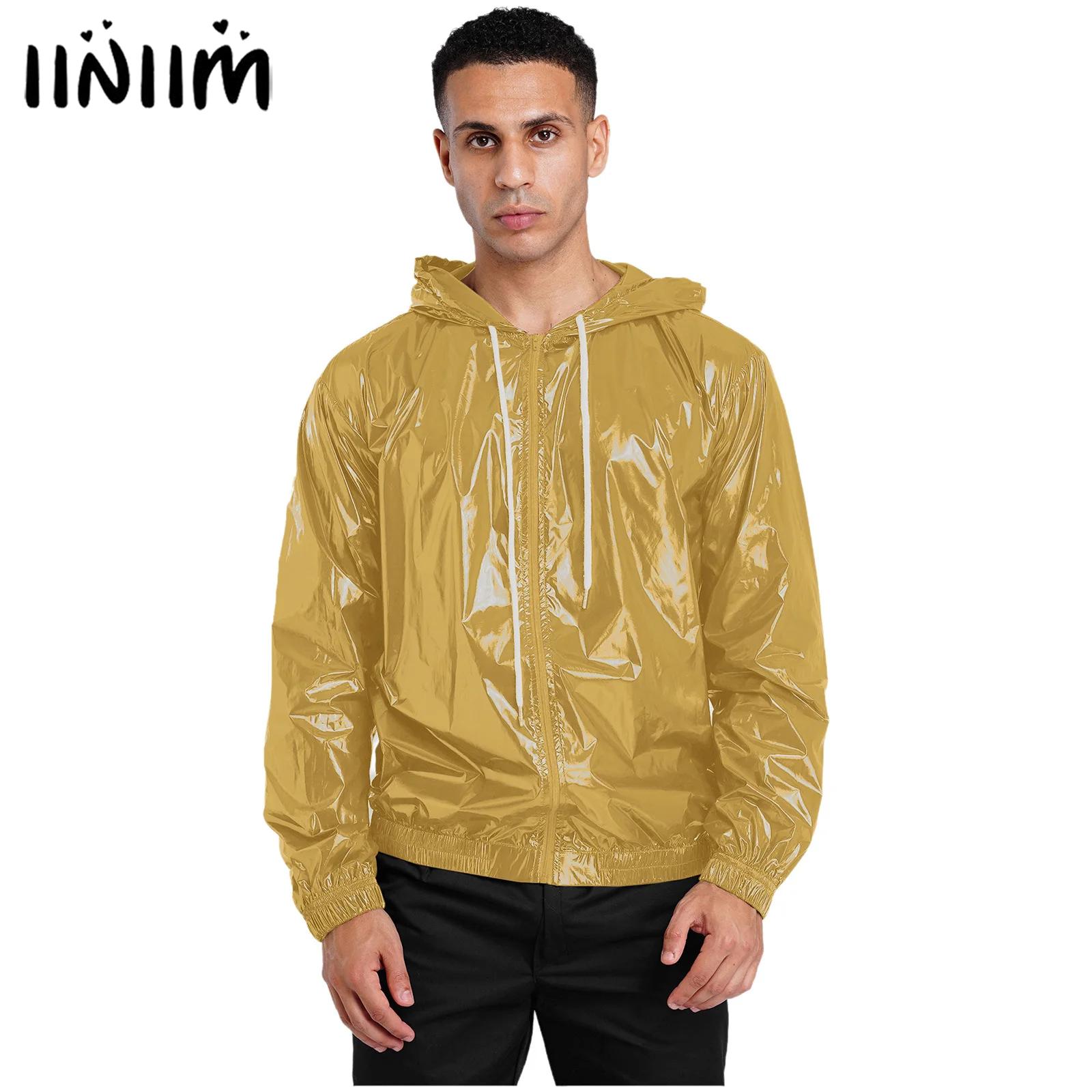 Windbreaker Men Zip - เสื้อแจ็คเก็ตกันน้ำสำหรับผู้ชาย แขนยาว มีฮู้ด ซิปด้านหน้า มีเชือกผูกฮู้ด เสื้อคลุมกันลม