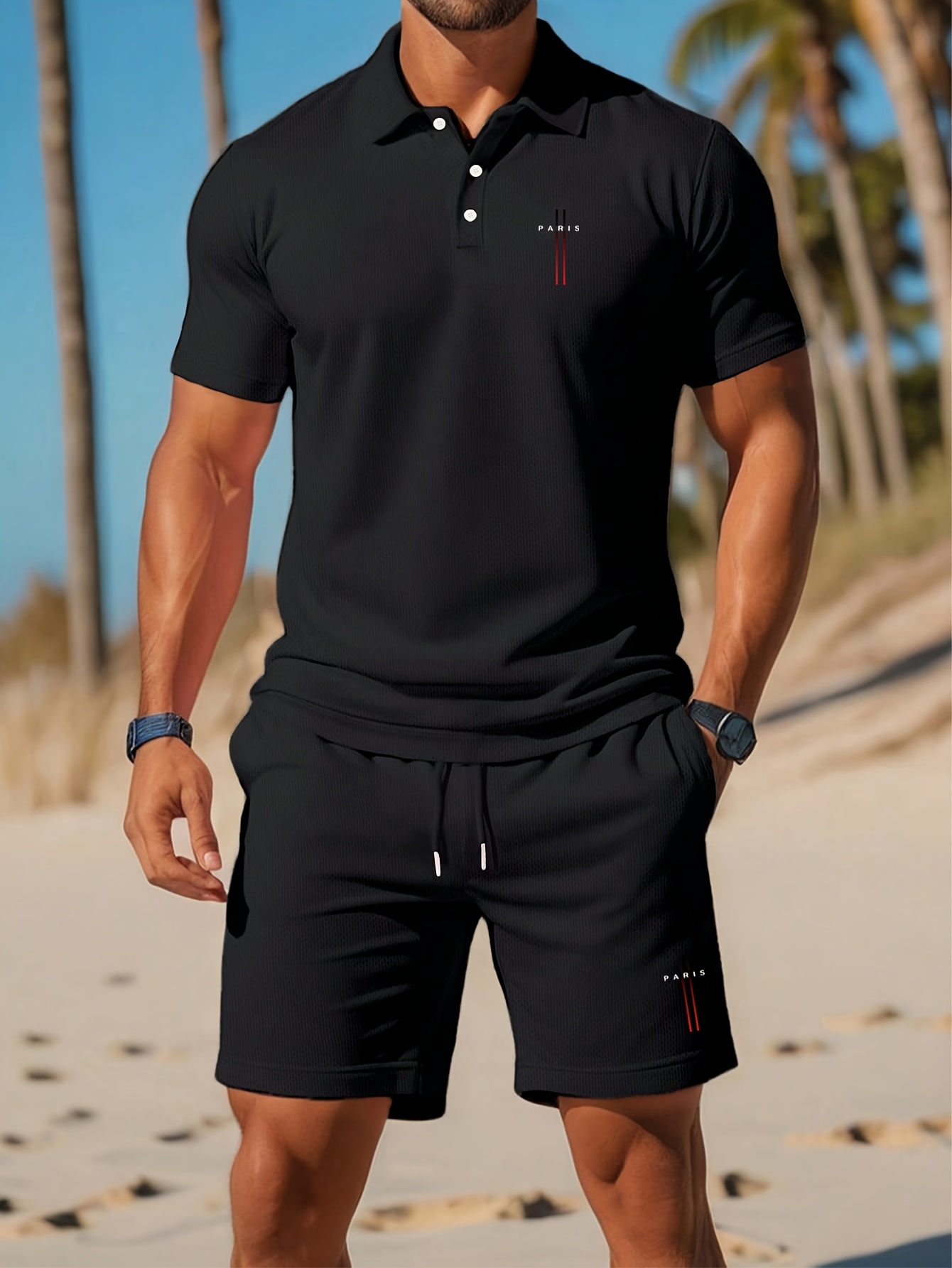 Men'S Fashion Undershirt - ชุดเสื้อโปโลผู้ชายฤดูร้อนปี 2026 - ลายพิมพ์ 3 มิติ