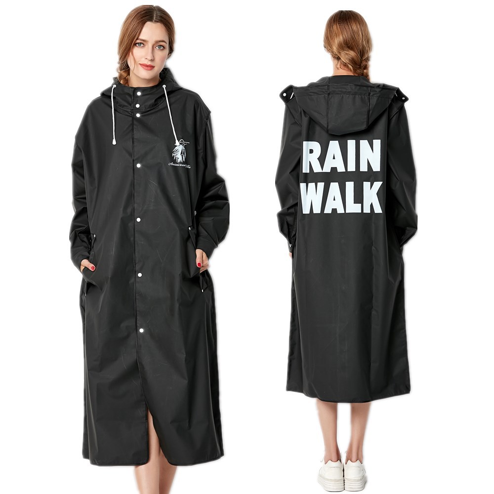 Mens Fashion Poncho - ใหม่แฟชั่นผู้ชายขนาดใหญ่และผู้หญิงบางสีดำ Rain Coat Poncho สุภาพสตรีกันน้ำยาวเสื้อกันฝนผู้ใหญ่ Rainwear