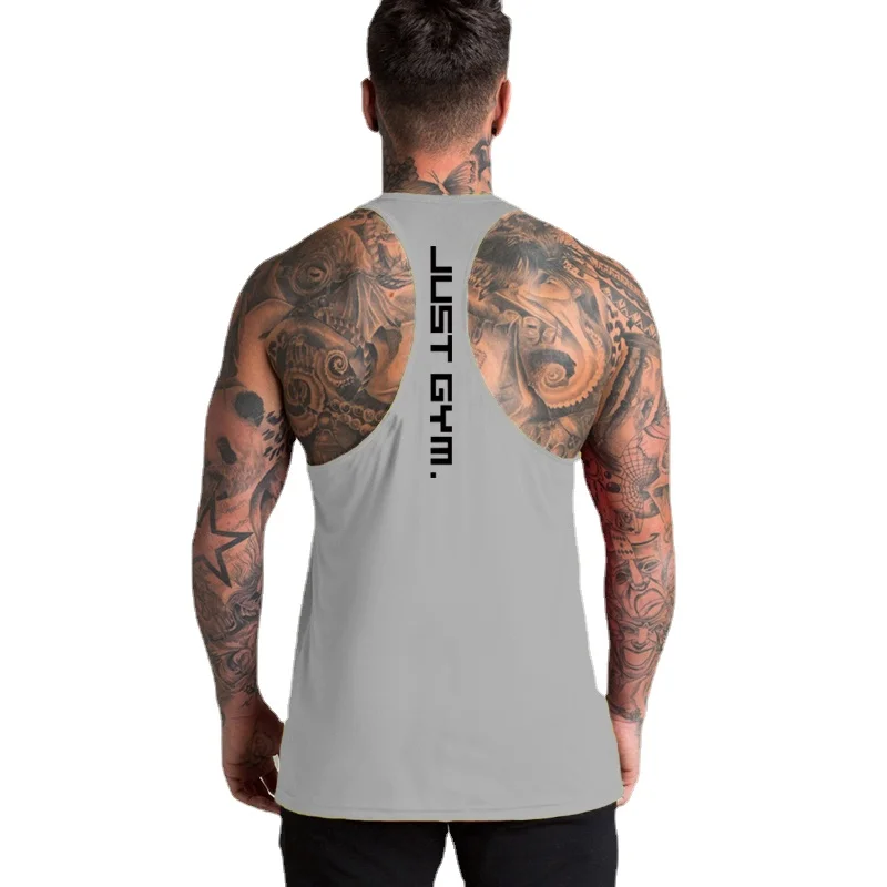 Muscle Tee Workout - เสื้อยืดออกกำลังกายสำหรับผู้ชายเสื้อกล้ามเล่นกีฬาเพาะกายผ้าฝ้ายระบายอากาศได้ดีเสื้อกล้ามบาสเก็ตบอลฤดูร้อน
