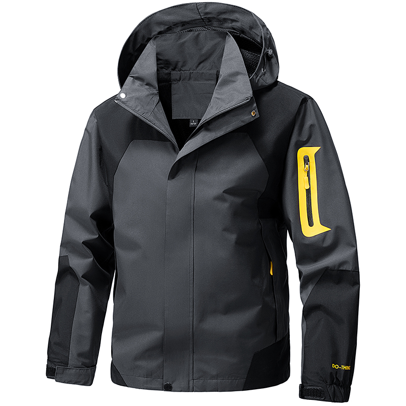 Windbreaker Men Zip - เสื้อแจ็คเก็ตซอฟต์เชลล์สำหรับผู้ชายแบบมีซิป มีฮู้ด กันน้ำ เหมาะสำหรับเดินป่า ตั้งแคมป์ กันลม
