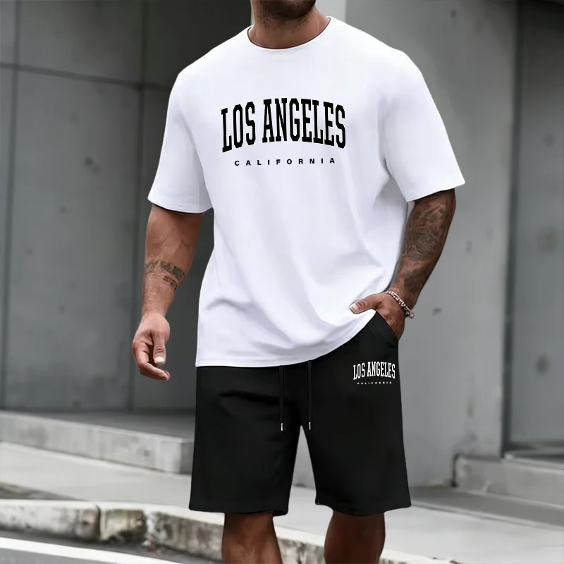 Men'S Fashion Undershirt - ชุดวอร์มผู้ชาย เสื้อแขนสั้นและกางเกงขาสั้นยาวระดับเข่า แฟชั่นลำลองประจำวันฤดูร้อนปี 2026 เสื้อยืด ชุดออกกำลังกาย
