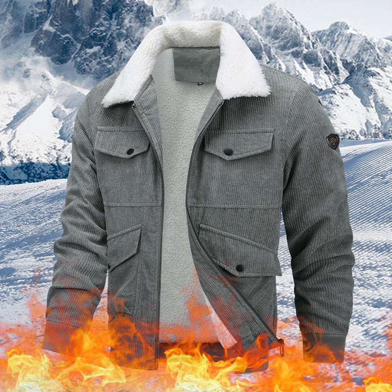 Windbreaker Men Zip - เสื้อแจ็คเก็ตผู้ชายฤดูหนาวใหม่ Thicken WARM หลวม Corduroy แจ็คเก็ตชายแฟชั่น