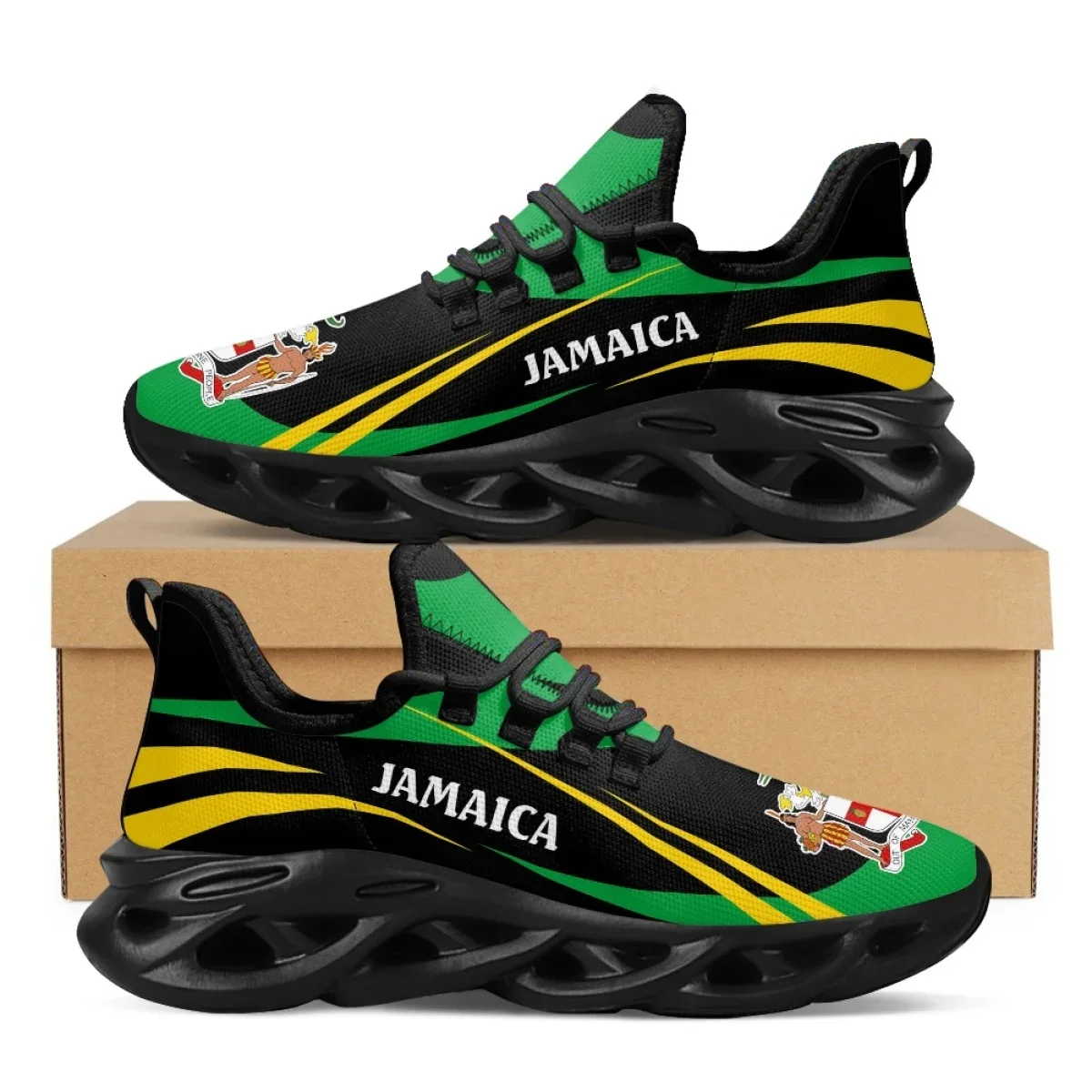 Men'S Fashion Running Shoes - รองเท้าผ้าใบลายธงชาติจาเมกาสำหรับผู้ชาย รุ่นปี 2022 รองเท้าวิ่งแบบมีใบมีด ระบายอากาศได้ดี รองเท้าผู้ชายแฟชั่นลำลองสำหรับผู้ชาย
