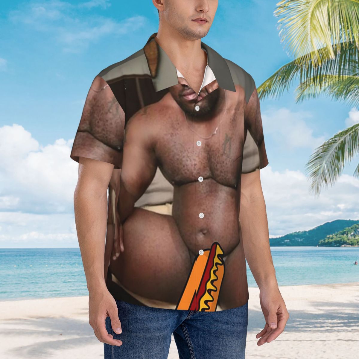 Men'S Fashion For Big Guys - บิ๊กดิ๊ก แบล็คกาย ไมม แบร์รี่ วูดเสื้อฮาวายแฟชั่นผู้ชายเสื้อแขนสั้นสำหรับชายหาดฤดูร้อนเสื้อคอปกผู้ชาย