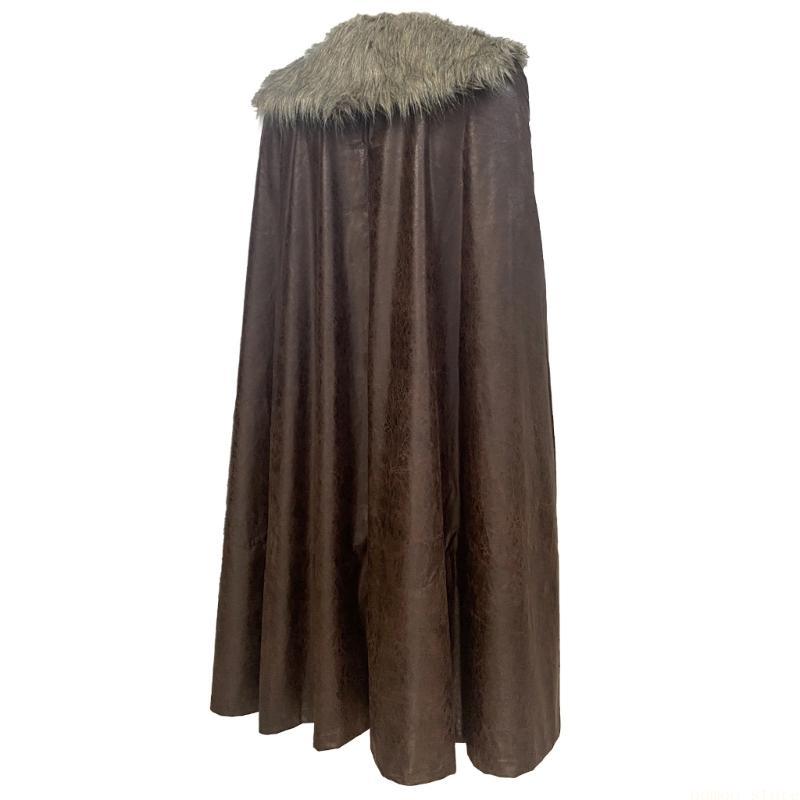 Mens Fashion Poncho - 31BF โบราณอัศวินยุคกลางเสื้อคลุมไหล่สำหรับชาย Faux Furs Collar สำหรับผู้ที่ชื่นชอบคอสเพลย์เทศกาล
