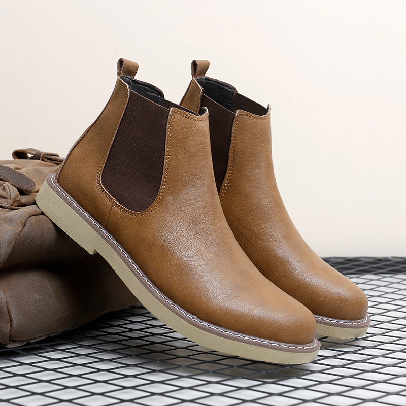 Chelsea Boots Men - รองเท้าบูทเชลซีผู้ชายไซส์ใหญ่ สไตล์เรโทรลำลองแบบหุ้มข้อสูง ดีไซน์เรียบง่าย สวมใส่สบาย อุ่นเท้า เหมาะสำหรับคนขี้เกียจ