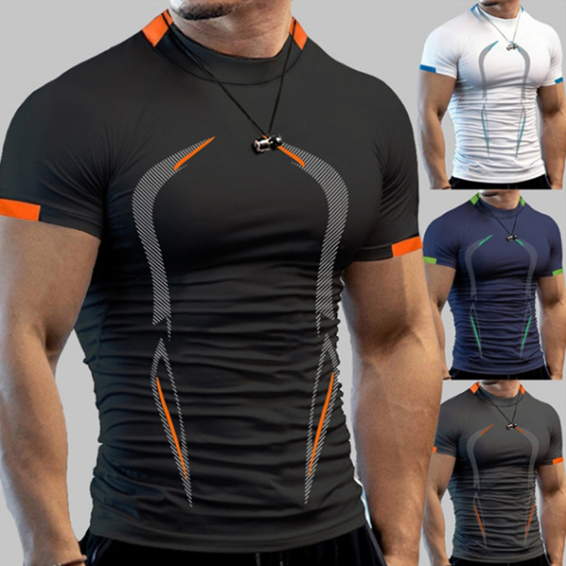 Compression Shirt Workout - สไตล์ยิมออกกําลังกายการบีบอัดเสื้อสําหรับชายกีฬา Quick DRY TShirt Tees วิ่ง