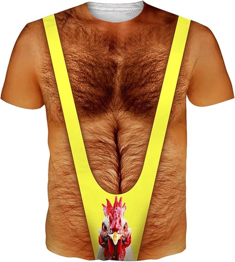 Muscle Tee Workout - เสื้อยืดแขนสั้นพิมพ์ลายกล้ามเนื้อ 3 มิติ ลายตลกใหม่ สำหรับผู้ชาย เสื้อผ้าลำลอง