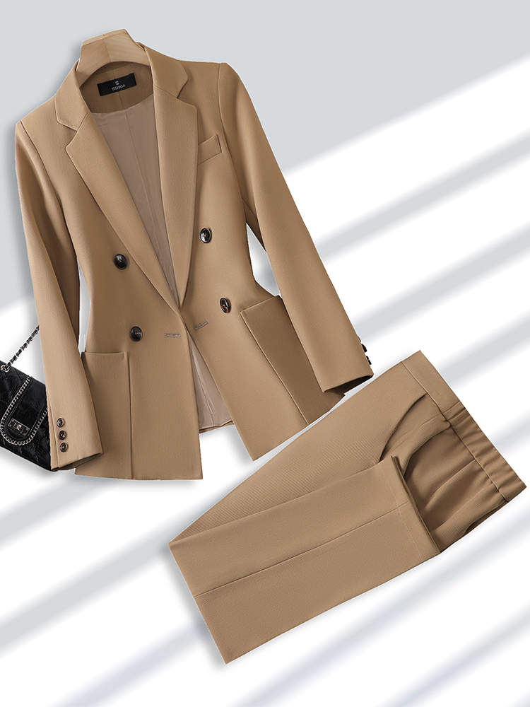 Men'S Fashion Khaki Pants - ชุดสูททำงานแฟชั่นสำหรับผู้หญิงชุด2ชิ้นพร้อมกระเป๋าชุดสูททำงานธุรกิจสำนักงานและกางเกงสีเบจสีดำสีกากี