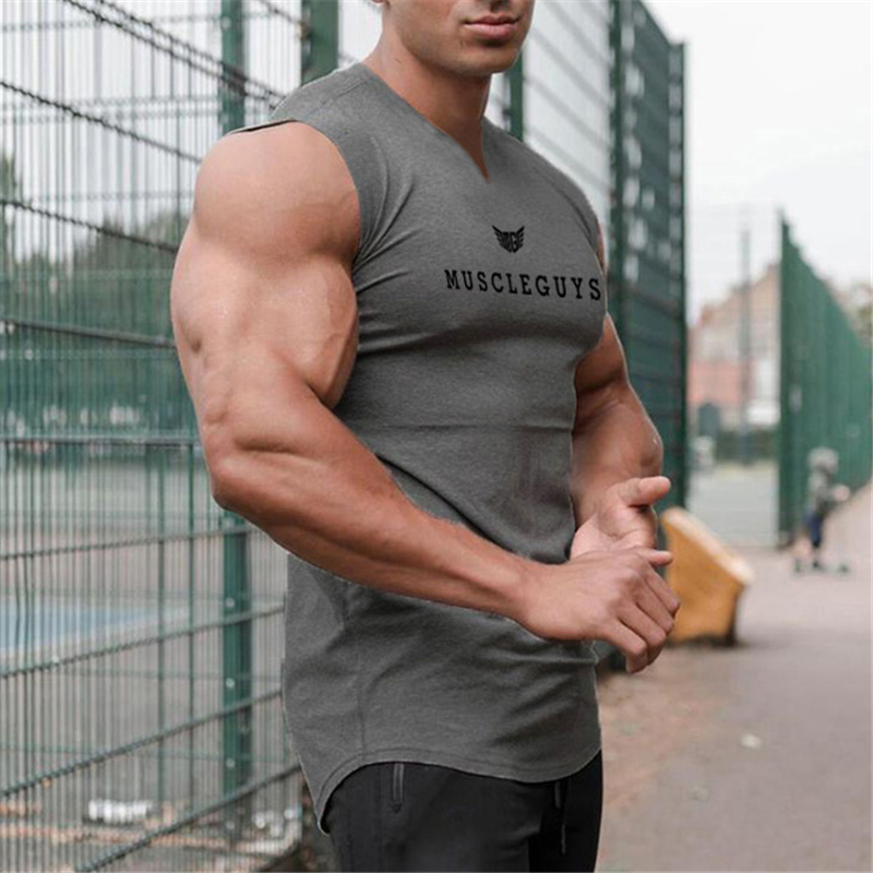 Muscle Tee Workout - เสื้อออกกำลังกายผู้ชาย ระบายอากาศได้ดี เสื้อวิ่งผ้าฝ้าย แขนกุด เสื้อกล้ามเพาะกาย เสื้อกีฬาสำหรับผู้ชาย