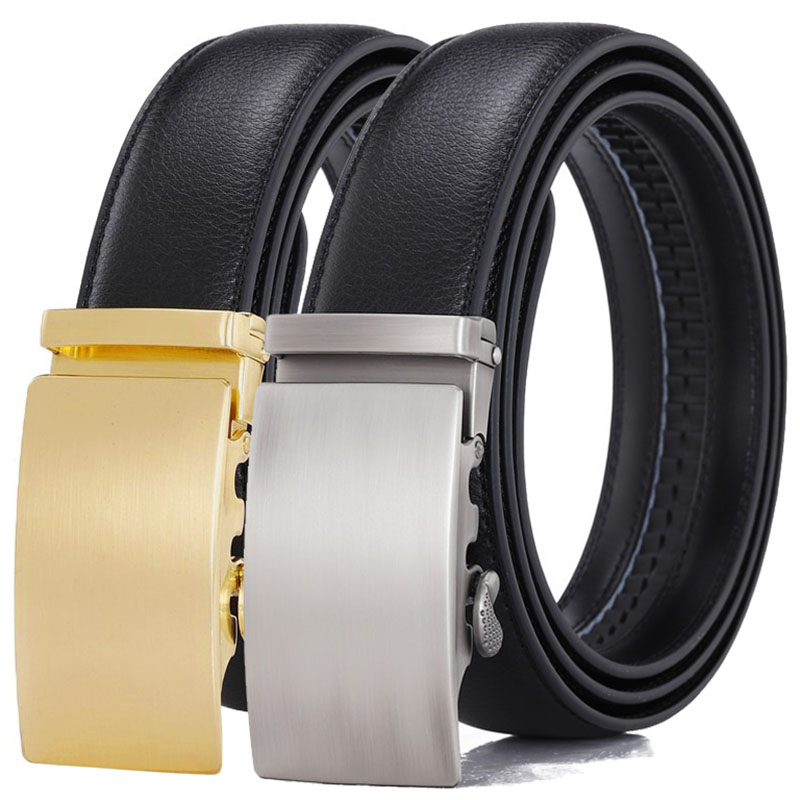 Leather Belt Braided - ความกว้าง 3.5 ซม.คุณภาพสูงชั้นหนังวัวเข็มขัดผู้ชายธุรกิจทองหัวเข็มขัดอัตโนมัติสีดํา PLUS ขนาด 130