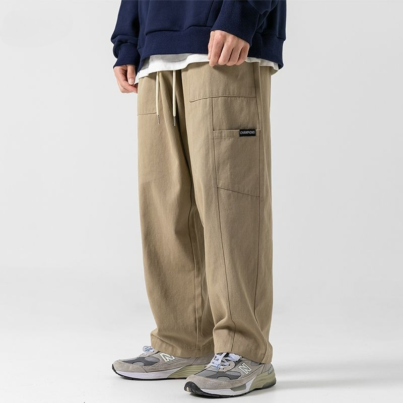 Men'S Fashion For Big Guys - กางเกงคาร์โก้สไตล์อเมริกันสำหรับผู้ชายไซส์ใหญ่ ทรงหลวม ใส่สบายช่วงฤดูร้อน ขากว้าง ช่วยให้ดูผอมเพรียว ทันสมัย