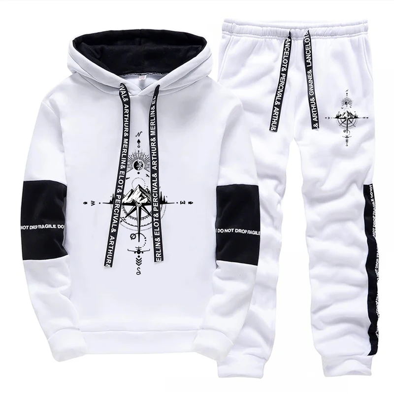 Men'S Fashion Usa - ชุดวอร์มผู้ชายแฟชั่นลำลองสำหรับฤดูใบไม้ร่วงและฤดูหนาว เสื้อฮู้ดสำหรับกิจกรรมกลางแจ้ง กีฬา วิ่งจ๊อกกิ้ง เสื้อผ้าลำลองแบบชุดเดี่ยว