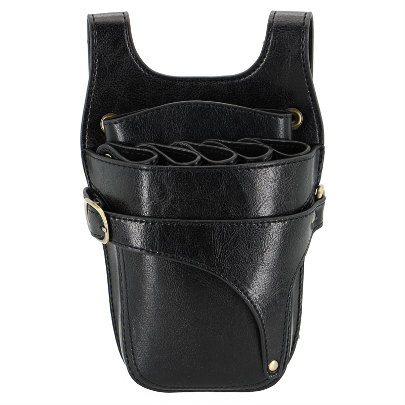 Leather Belt Braided - มัลติฟังก์ชั่ 1PC สีดํา Cowhide ผมกรรไกรกระเป๋าคลิปกระเป๋า Hairdressing