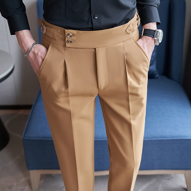 Men'S Fashion Khaki Pants - 2026 ใหม่กางเกงสูทผู้ชายสีดำ,กางเกงแฟชั่นลำลอง,สีฟ้าสีกากีสีขาวกางเกงฮอมเบอร์ 28-36 กางเกงชาย