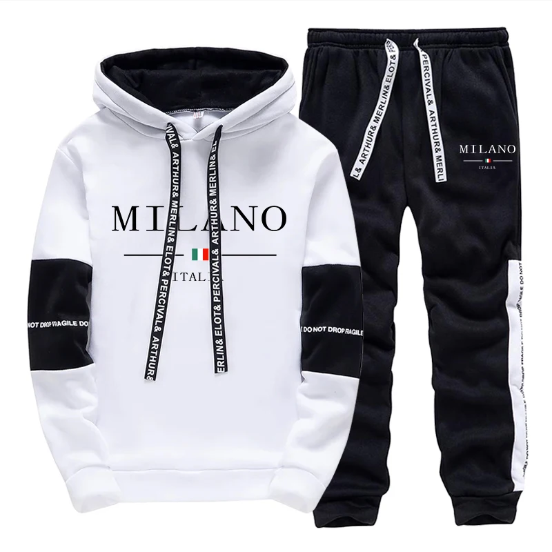 Men'S Fashion Usa - ชุดเซ็ตผู้ชาย/เสื้อฮู้ด/กางเกงขายาว สไตล์อิตาลี เสื้อฮู้ดแฟชั่น ชุดกีฬา 2026 ฤดูใบไม้ร่วง