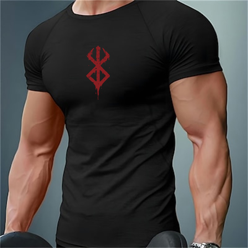Compression Shirt Workout - เสื้อยืดคอมเพรสชั่นพิมพ์ลายสำหรับผู้ชาย แขนสั้น สำหรับฤดูร้อน เสื้อรัดกล้ามเนื้อสำหรับออกกำลังกาย เสื้อยืดออกกำลังกาย แห้งเร็ว