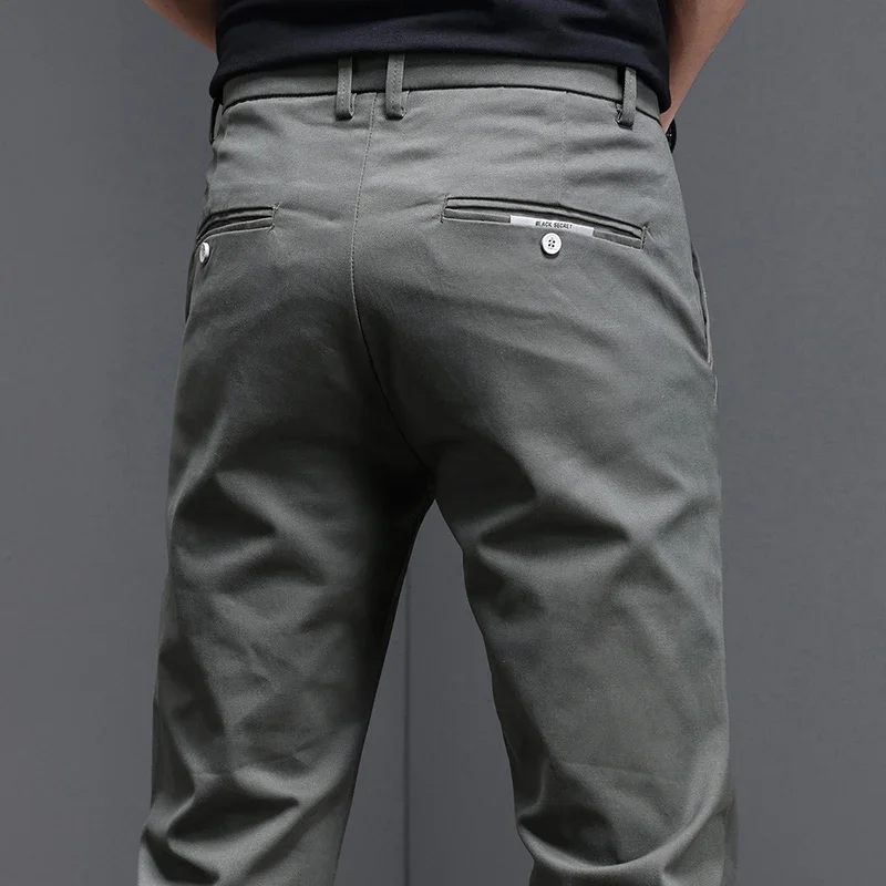 Men'S Fashion Khaki Pants - กางเกงลำลองผู้ชายผ้าฝ้าย 97.8% ฤดูใบไม้ผลิ ฤดูใบไม้ร่วง 2025 สไตล์เกาหลี