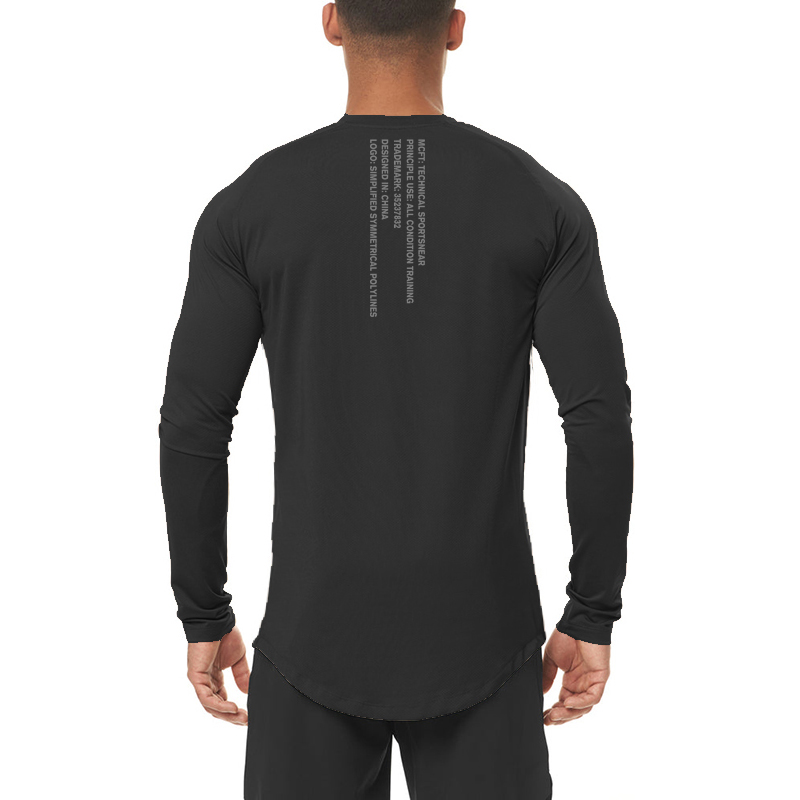 Muscle Tee Workout - เสื้อยืดออกกำลังกายผู้ชาย แขนยาว ยืดหยุ่นสูง แห้งเร็ว เหมาะสำหรับวิ่ง ฟิตเนส