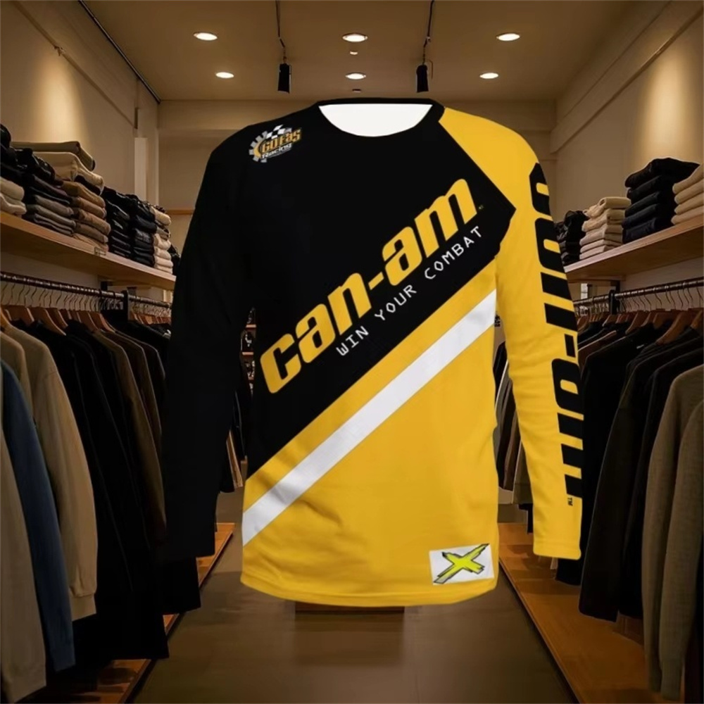 Men'S Fashion Usa - เสื้อยืดแขนยาวคอกลมสำหรับแข่งรถมอเตอร์ไซค์สำหรับผู้ชายและผู้หญิง แฟชั่นเสื้อยืดแขนยาวทีม Can Am เสื้อผ้ากีฬาสำหรับผู้ชาย