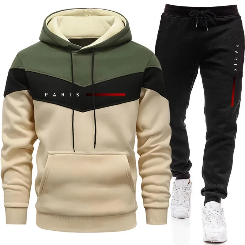 Men'S Fashion Usa - ชุดฮู้ดดี้แฟชั่นผู้ชายสไตล์ปารีส เสื้อฮู้ดและกางเกงจ็อกเกอร์ลำลองสำหรับใส่ในชีวิตประจำวัน ชุดวอร์มเทรนด์เมืองสำหรับผู้ชาย