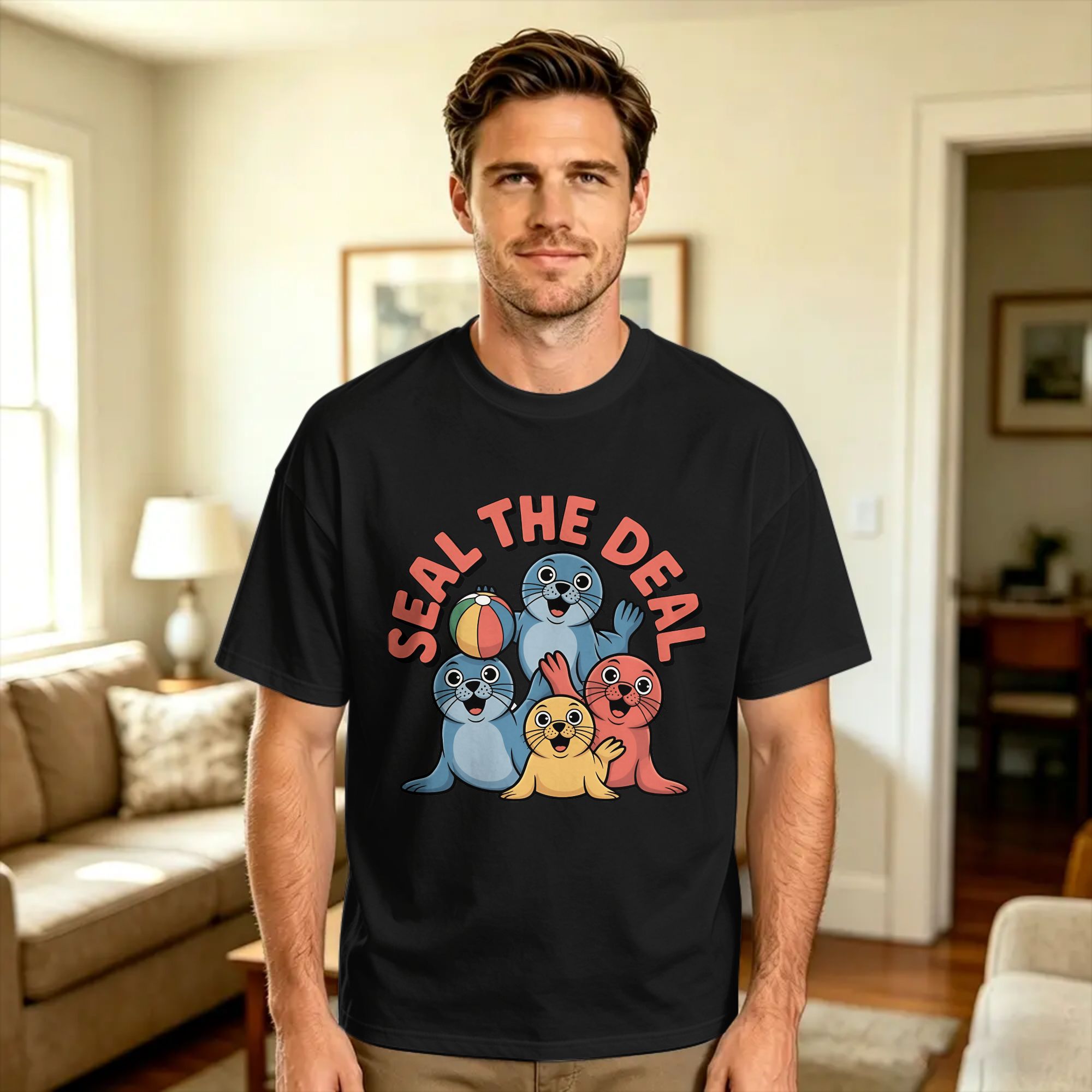 Men'S Fashion Deals - เสื้อยืดวินเทจ ลาย Beach Seal the Deal