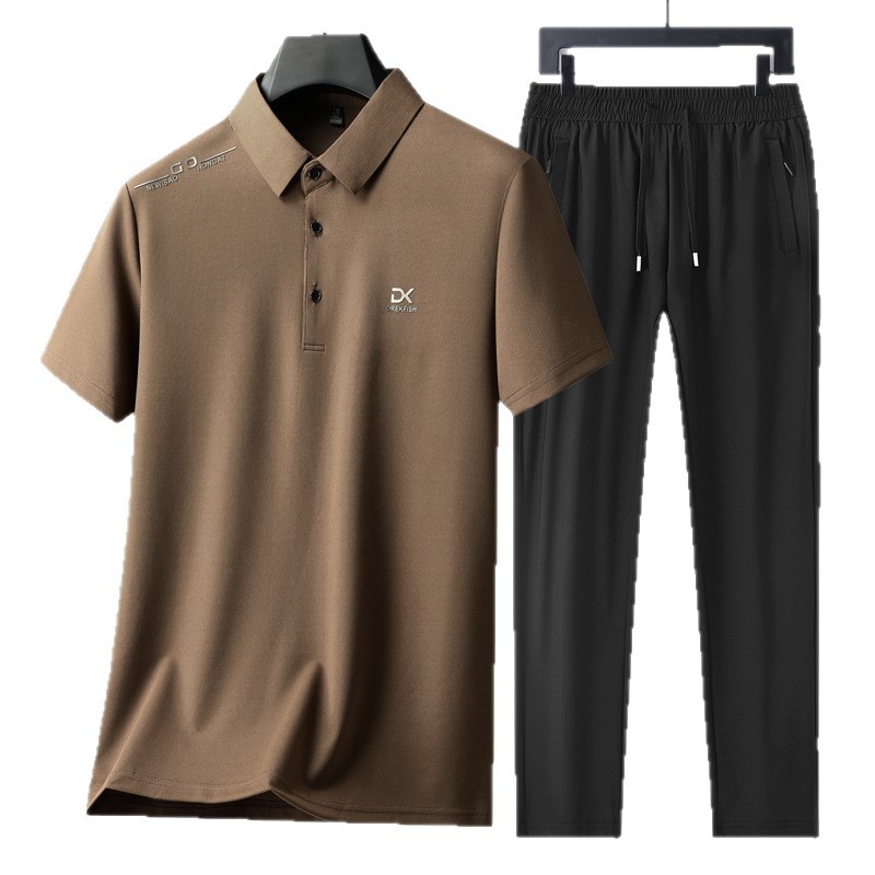 Men'S Fashion Undershirt - ชุดกีฬาลำลอง 2 ชิ้นสำหรับผู้ชาย ชุดแฟชั่นสตรีทแวร์ เสื้อยืดและกางเกงขายาว ชุดชายหาด