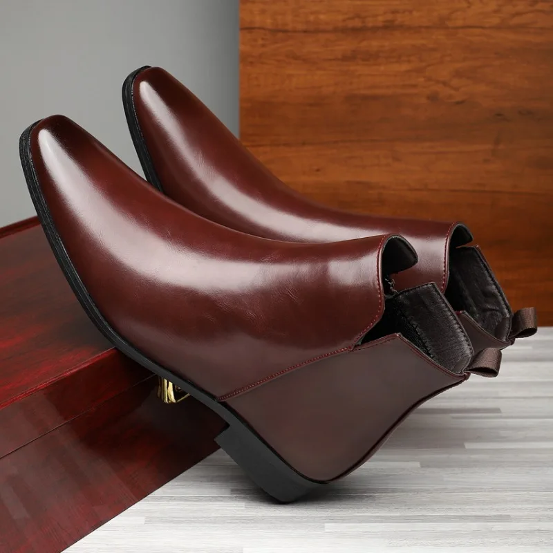 Chelsea Boots Men - รองเท้าบูทผู้ชายแบบใหม่ รองเท้าบูทเชลซีคลาสสิก รองเท้าบูทหนังหุ้มข้อสูงสุดหรูหรา รองเท้าบูทข้อเท้าลำลองแฟชั่น รองเท้าบูทผู้ชายแบบทางการ
