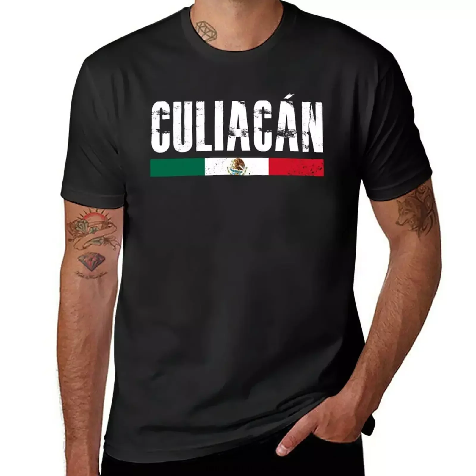 Mens Fashion Mexico - คูเลียแคน ซินาโลอา เม็กซิโก เสื้อยืดลายธงเม็กซิกัน เสื้อยืดแฟชั่นเกาหลีสำหรับผู้ชาย