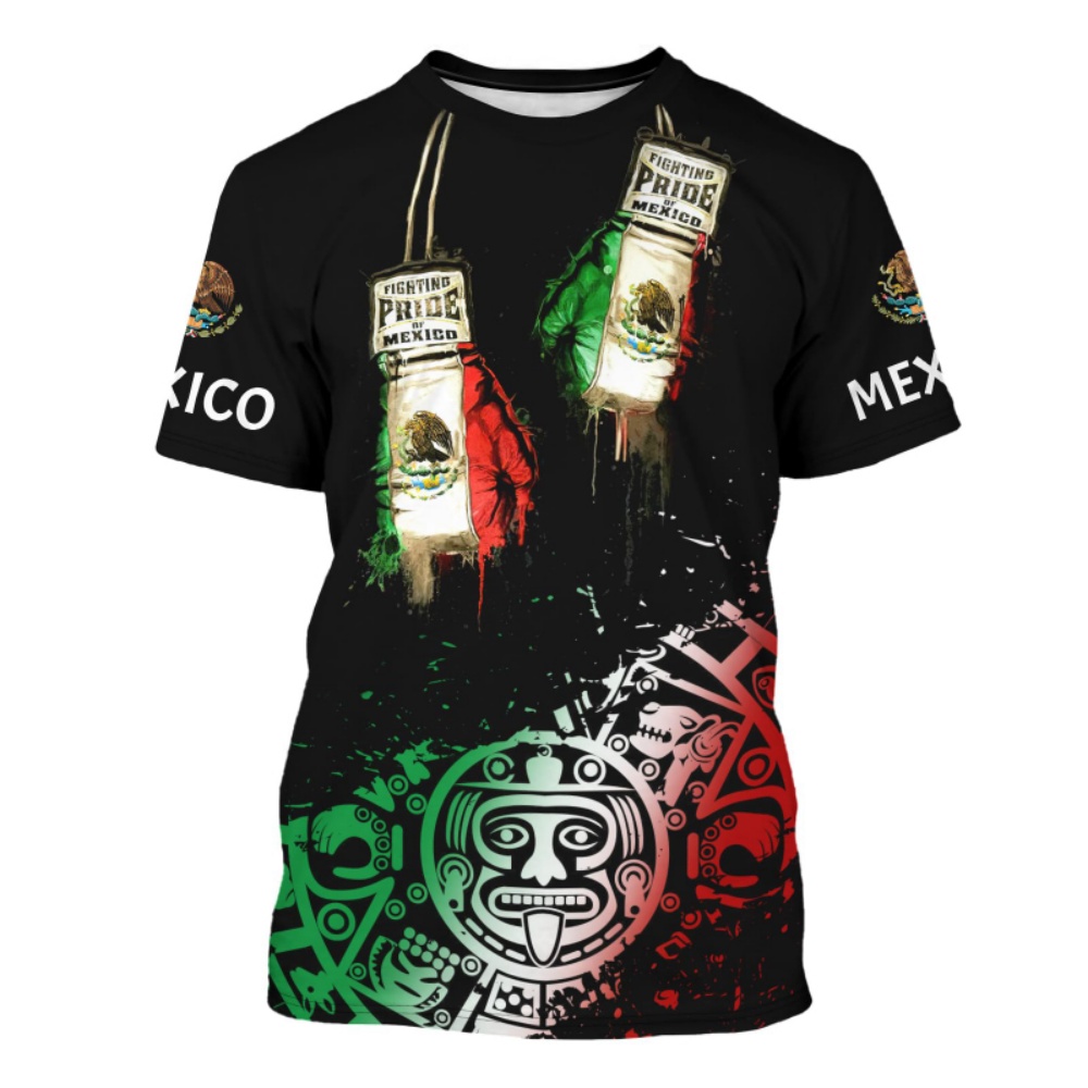 Mens Fashion Mexico - รถจักรยานยนต์ 3d พิมพ์ผู้ชาย T เสื้อแฟชั่นเม็กซิโกสัญลักษณ์รูปแบบแขนสั้นเสื้อยืดขนาดใหญ่ Casual