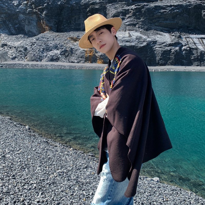 ผ้าคลุมไหล่ผู้ชายสไตล์ชนเผ่าสำ - Mens Fashion Poncho บทวิจารณ์และราคา