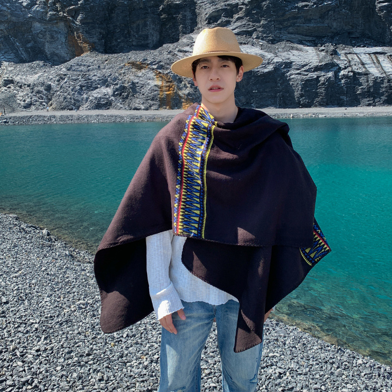 ผ้าคลุมไหล่ผู้ชายสไตล์ชนเผ่าสำ - Mens Fashion Poncho บทวิจารณ์และราคา