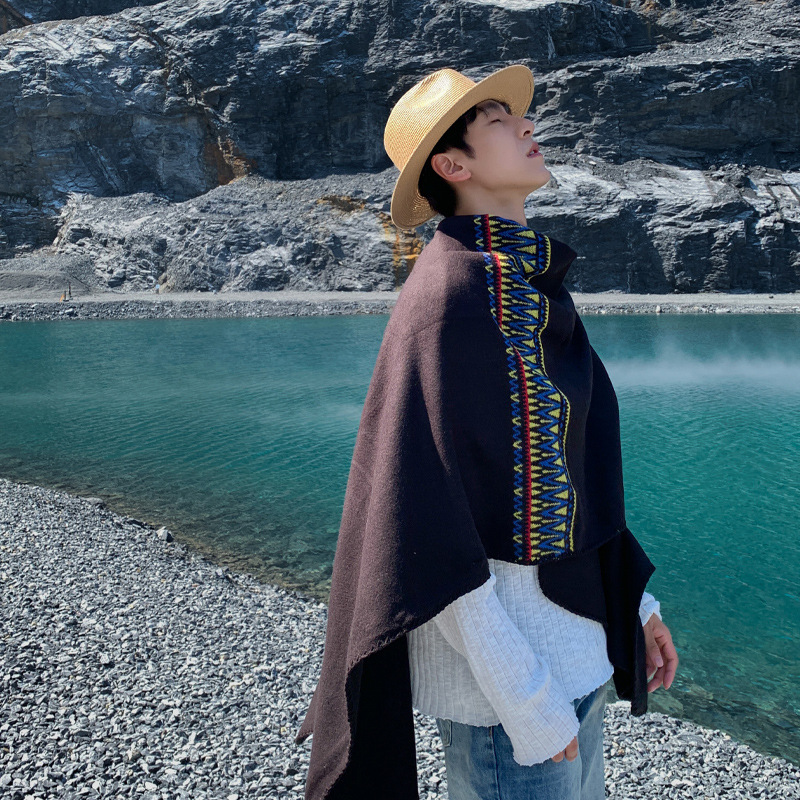 ผ้าคลุมไหล่ผู้ชายสไตล์ชนเผ่าสำ - Mens Fashion Poncho บทวิจารณ์และราคา