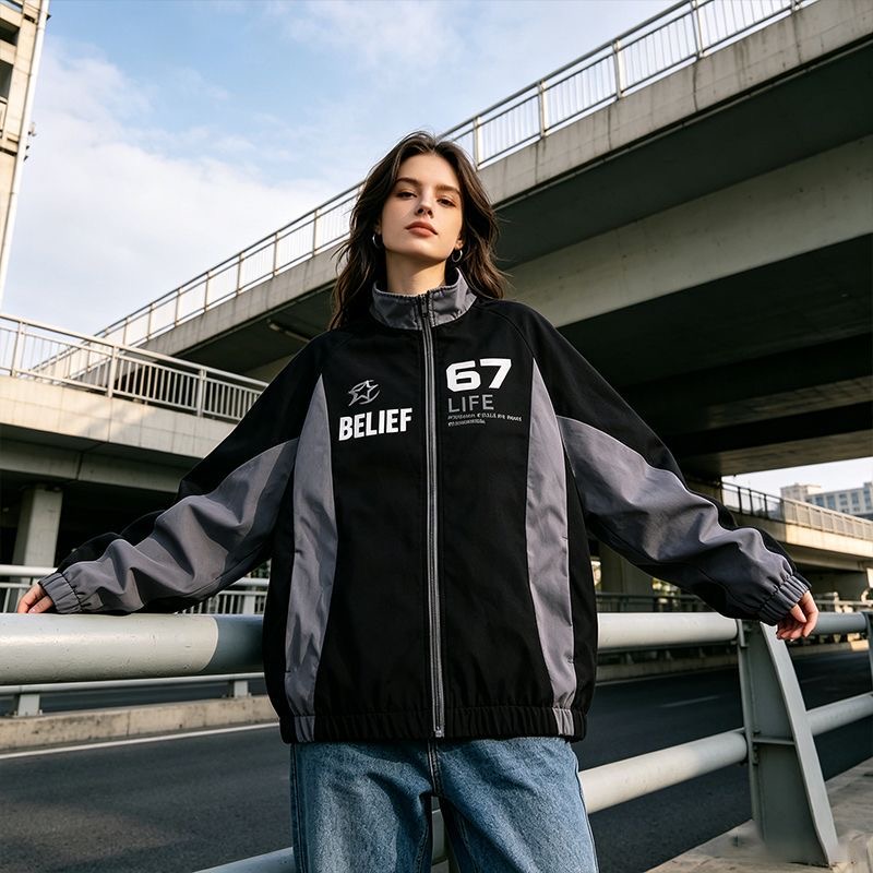แจ็คเก็ตสไตล์เรซซิ่งลำลองสำหรั - Windbreaker Men Zip บทวิจารณ์และราคา