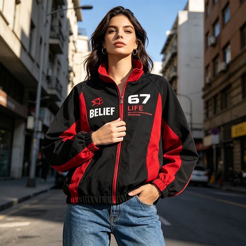 แจ็คเก็ตสไตล์เรซซิ่งลำลองสำหรั - Windbreaker Men Zip บทวิจารณ์และราคา