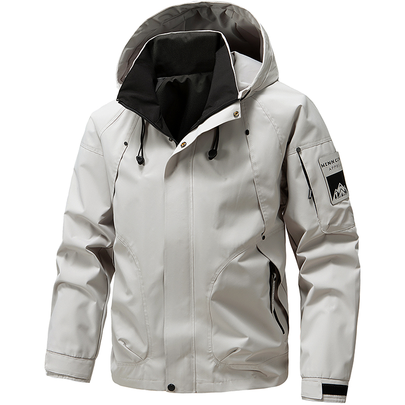 เสื้อแจ็คเก็ตกันน้ำมีฮู้ดสำหรั - Windbreaker Men Zip บทวิจารณ์และราคา