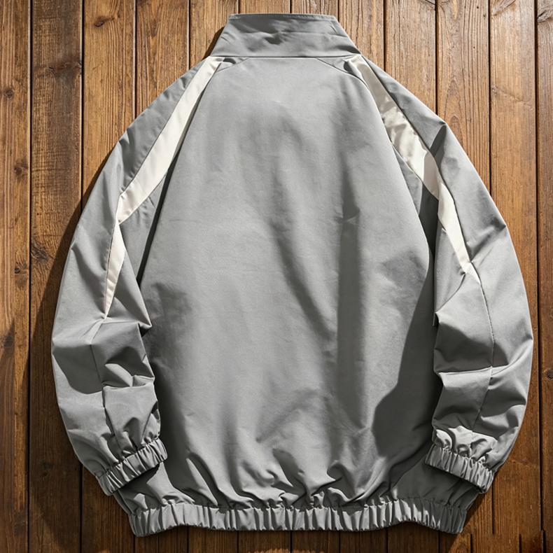 เสื้อแจ็คเก็ตแทรคสีขาว-น้ำเงิน - Windbreaker Men Zip บทวิจารณ์และราคา