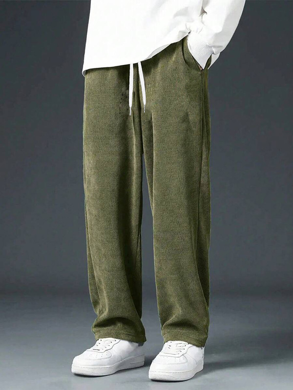กางเกงผ้าลูกฟูกทรงตรงคลาสสิกสำ - Men'S Fashion Khaki Pants บทวิจารณ์และราคา