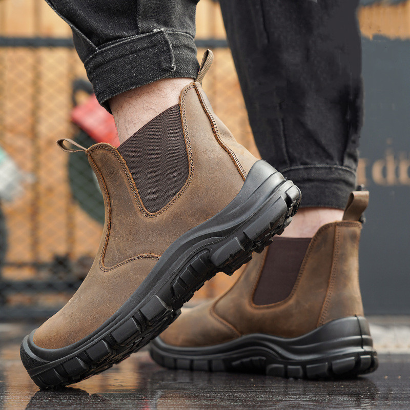 ผู้ชายขนาดใหญ่แฟชั่น Steel Toe - Chelsea Boots Men บทวิจารณ์และราคา