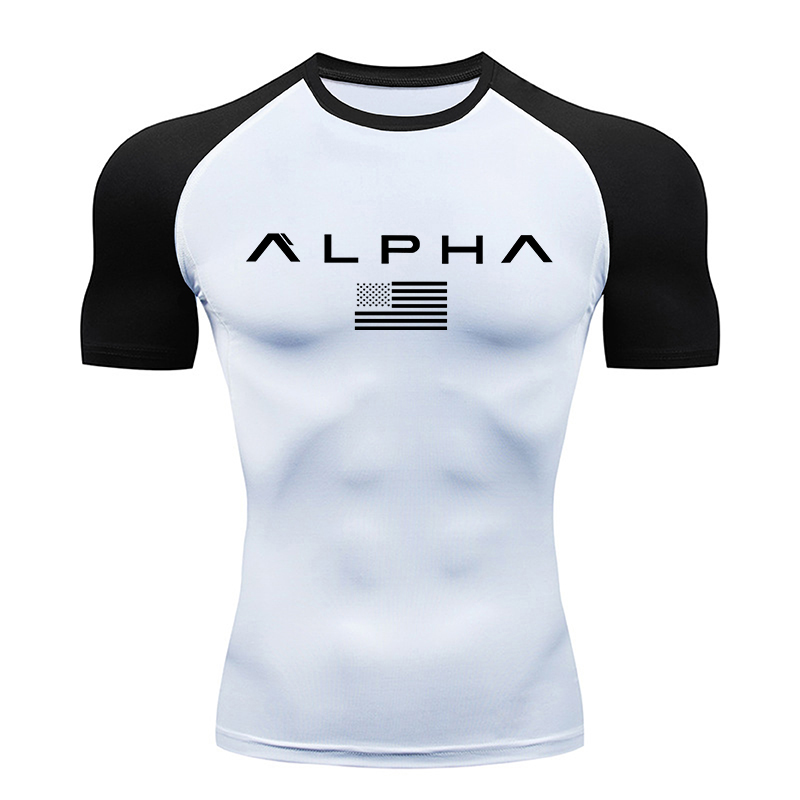 เสื้อยืดแขนสั้นพิมพ์ลายธงชาติอ - Compression Shirt Workout บทวิจารณ์และราคา