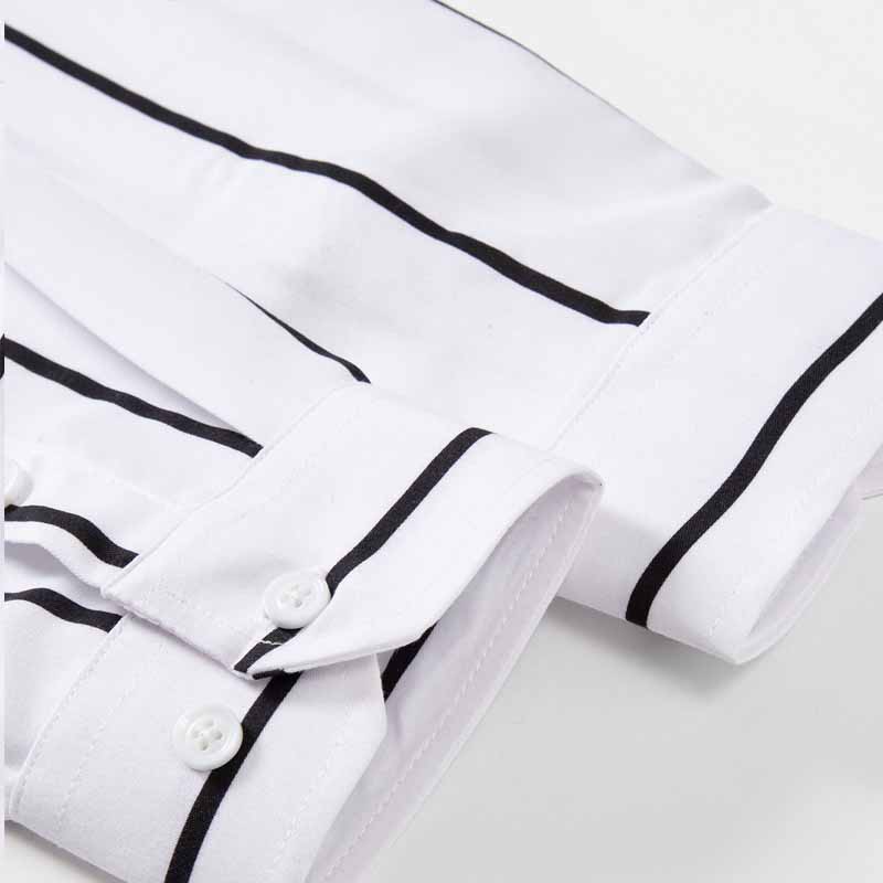 เสื้อเชิ้ตลายทางแขนยาวทรงเข้าร - Mens Fashion Dress Shirts บทวิจารณ์และราคา