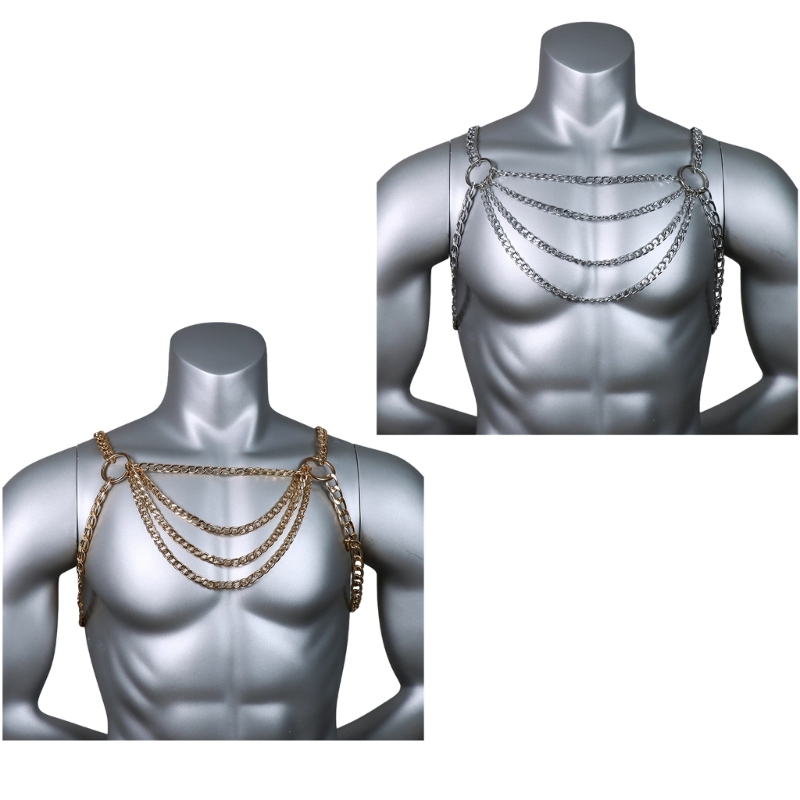 ผู้ชายเซ็กซี่โลหะหน้าอก CHAIN  - Fashion Harness Men บทวิจารณ์และราคา