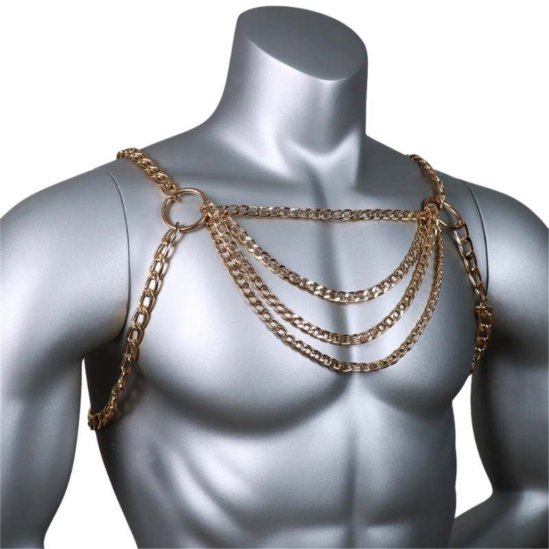 ผู้ชายเซ็กซี่โลหะหน้าอก CHAIN  - Fashion Harness Men บทวิจารณ์และราคา