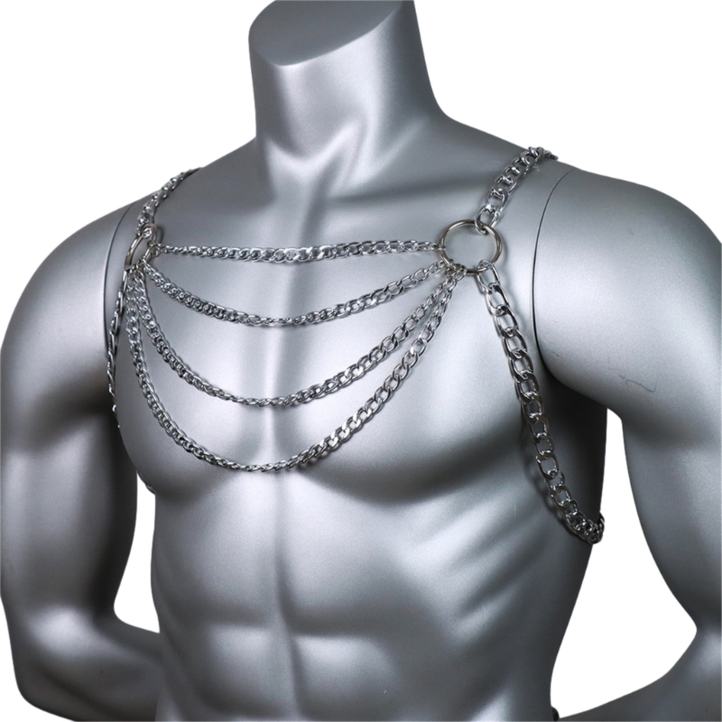 ผู้ชายเซ็กซี่โลหะหน้าอก CHAIN  - Fashion Harness Men บทวิจารณ์และราคา