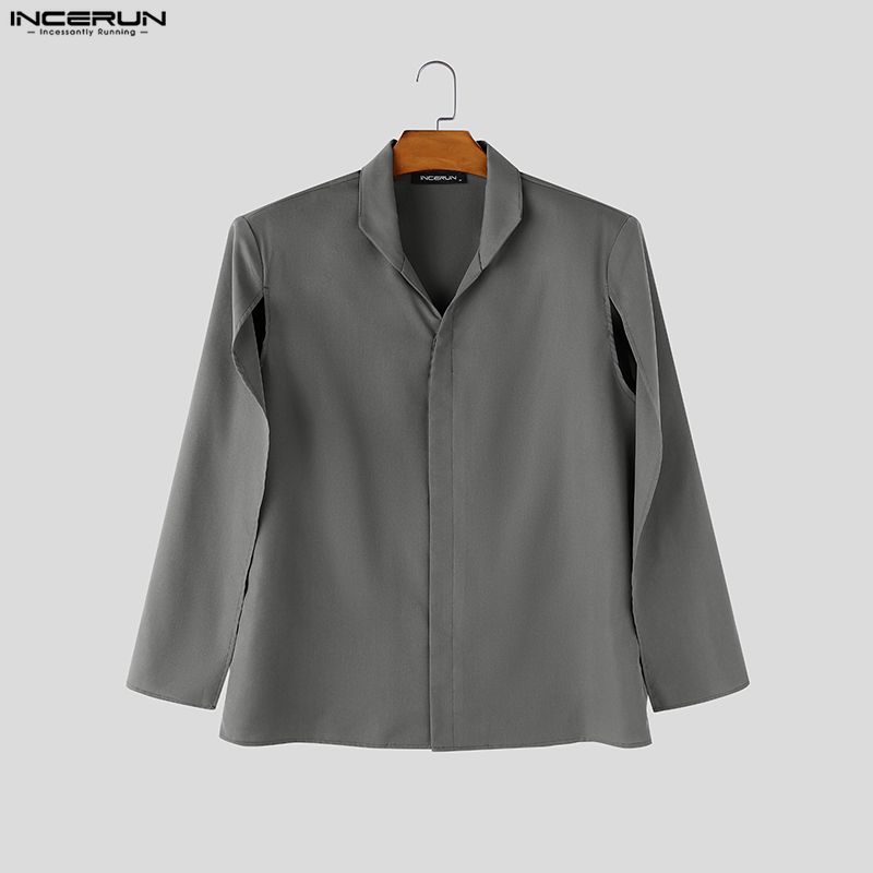 เสื้อเชิ้ตผู้ชาย INCERUN สีพื้ - Mens Fashion Poncho บทวิจารณ์และราคา